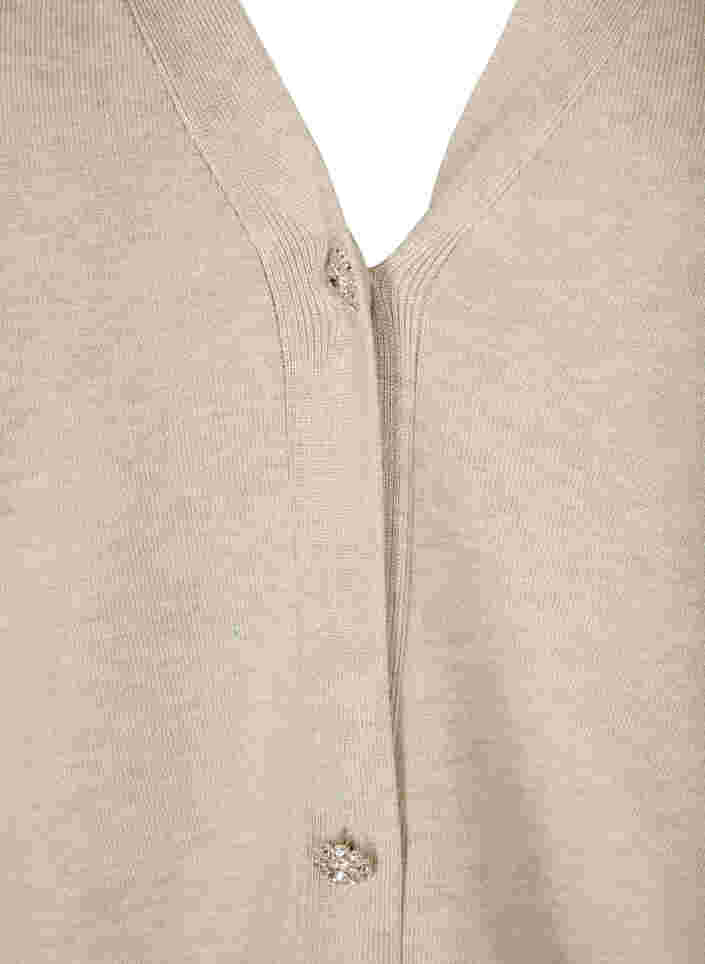 Strikkevest med V-hals og knapper, Pumice Stone Mel., Packshot image number 2