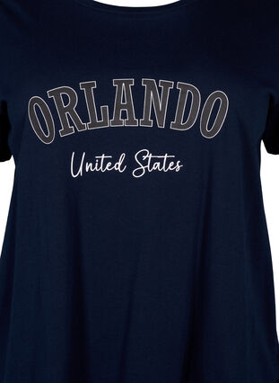 T-skjorte i bomull med tekst, Navy B. Orlando, Packshot image number 2