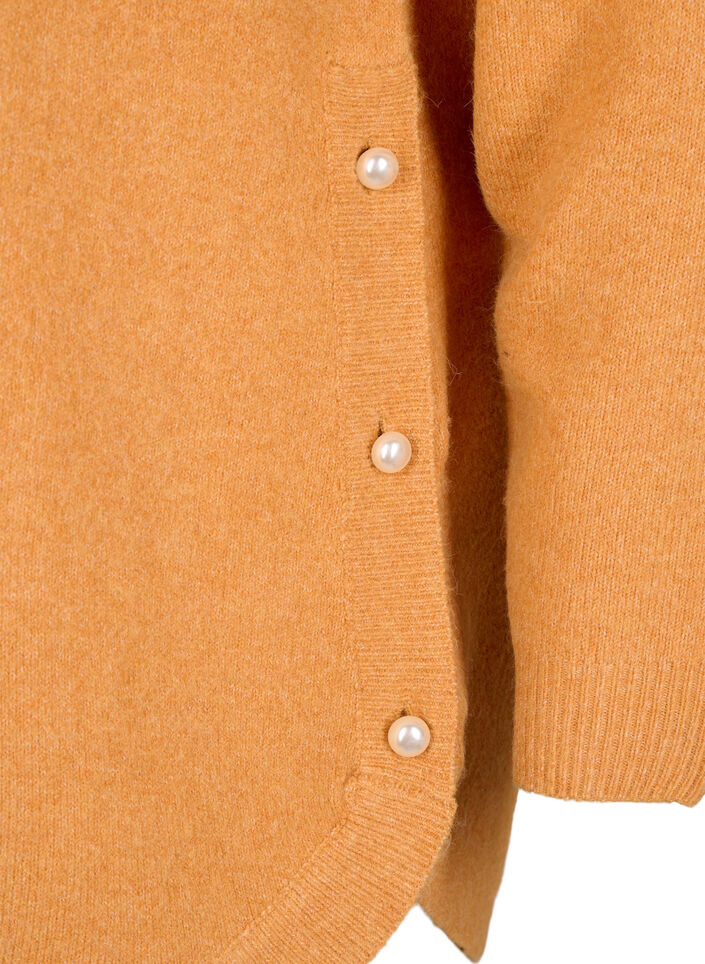 Strikket bluse med perledetaljer, Yam White Mel., Packshot image number 3