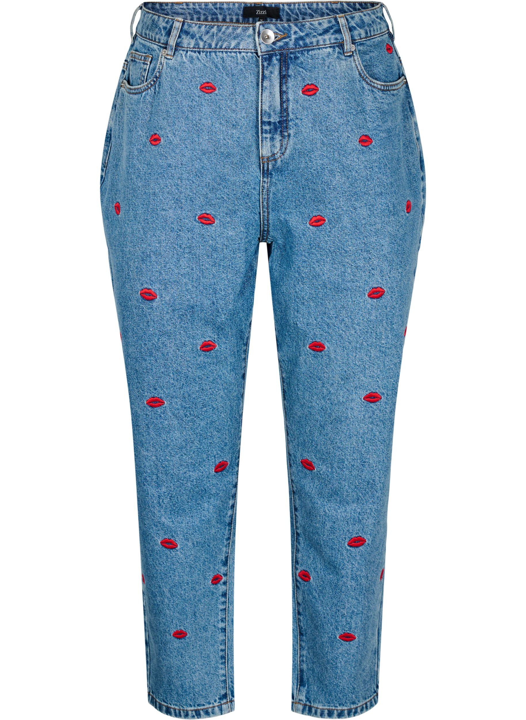 Mille mom-fit jeans med broderi