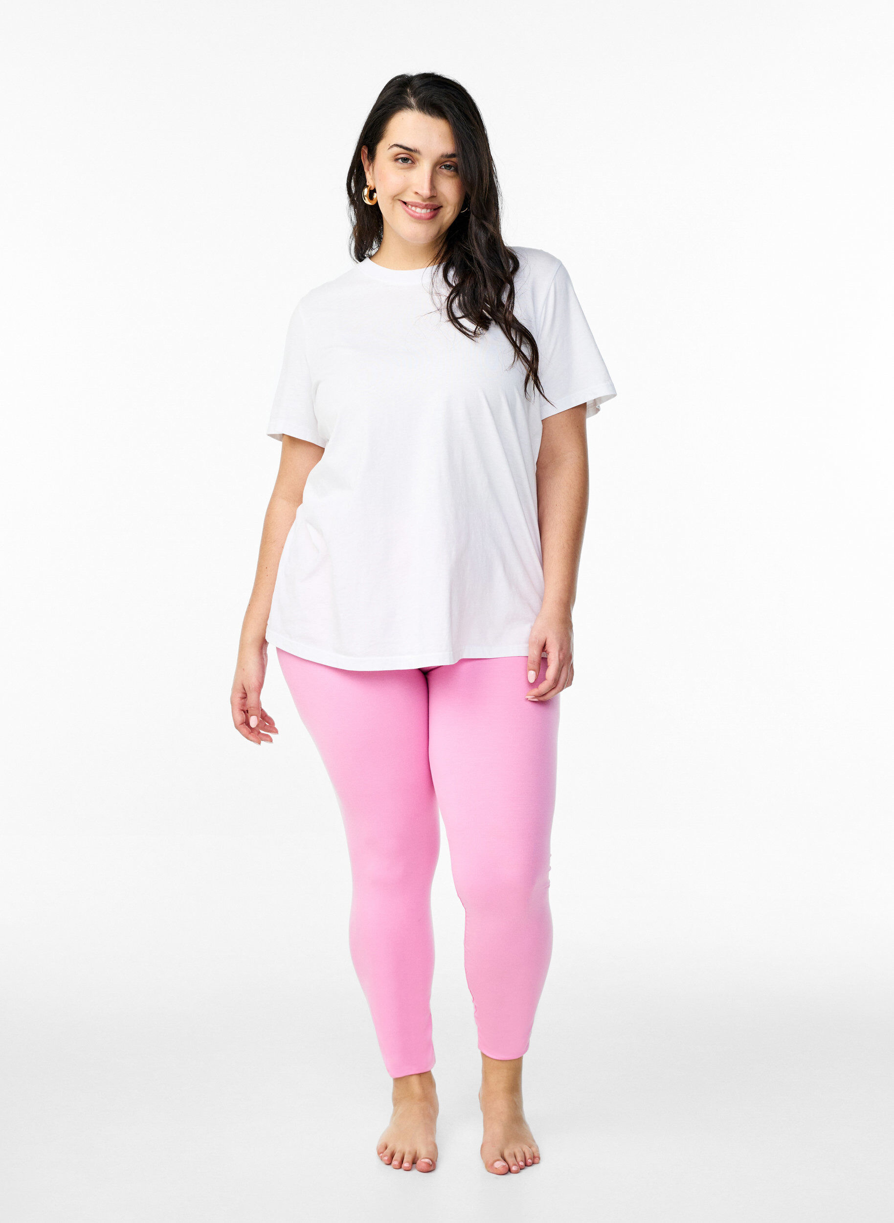 ZizziBasis leggings i viskose, Rosa, Model image number 1