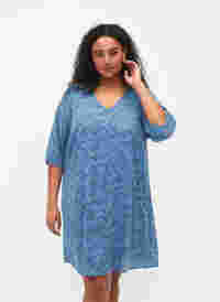 Kortermet kjole med struktur, Coronet Blue, Model