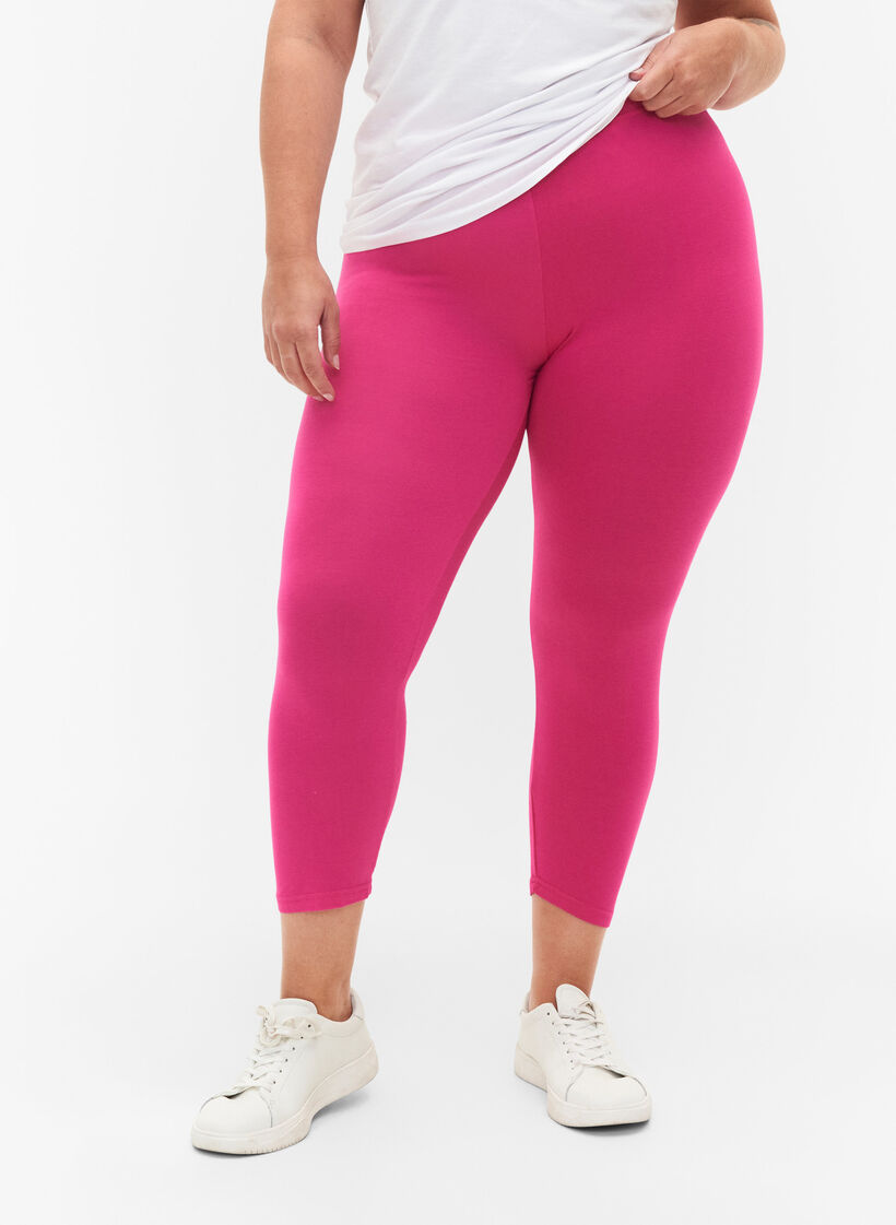Basisleggings i viskose med 3/4-lengde, Rosa, Model image number 0