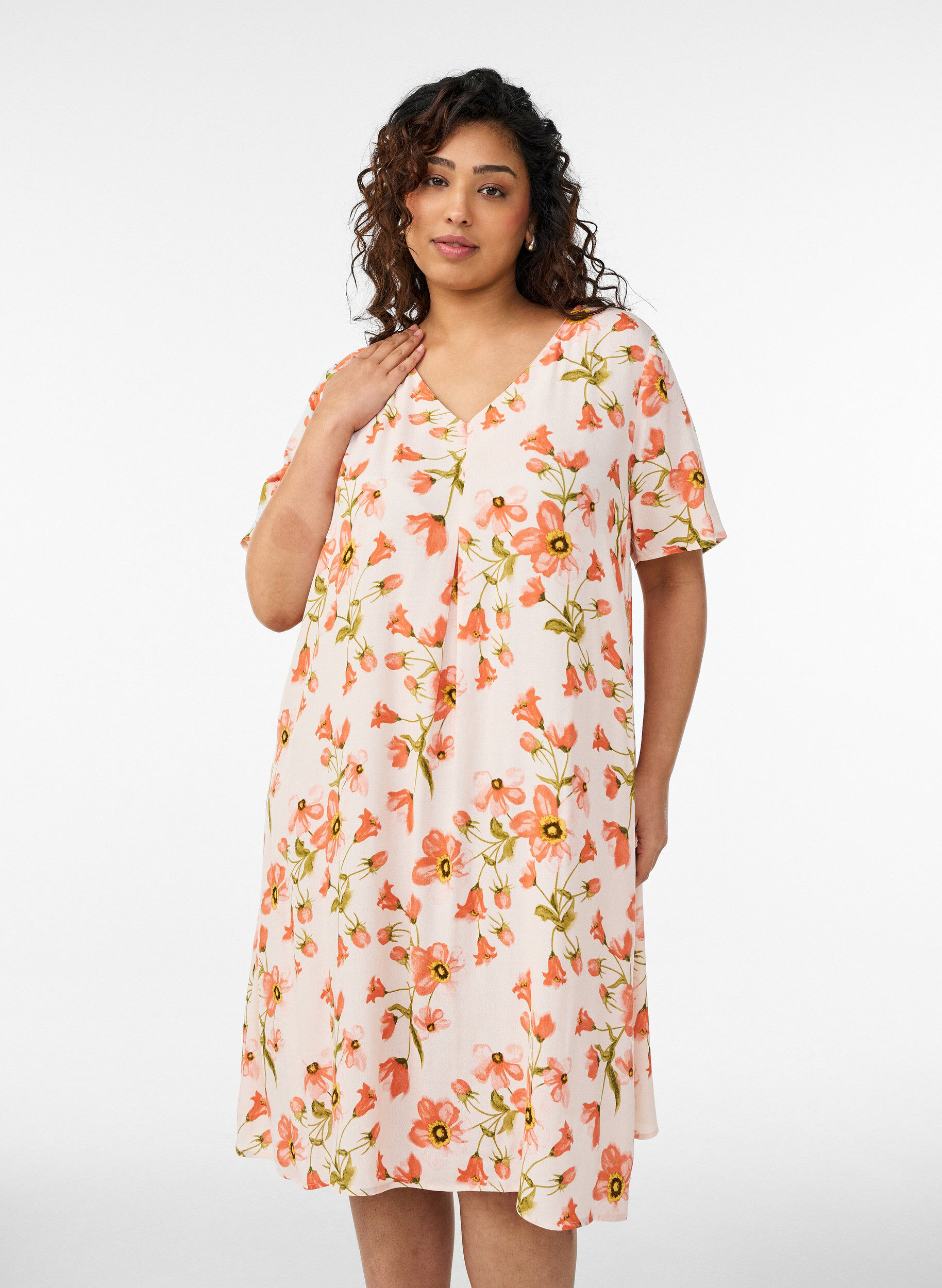 Viskose A-linje kjole, Rosa, Model