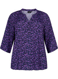 Bluse i viskose med 3/4-ermer