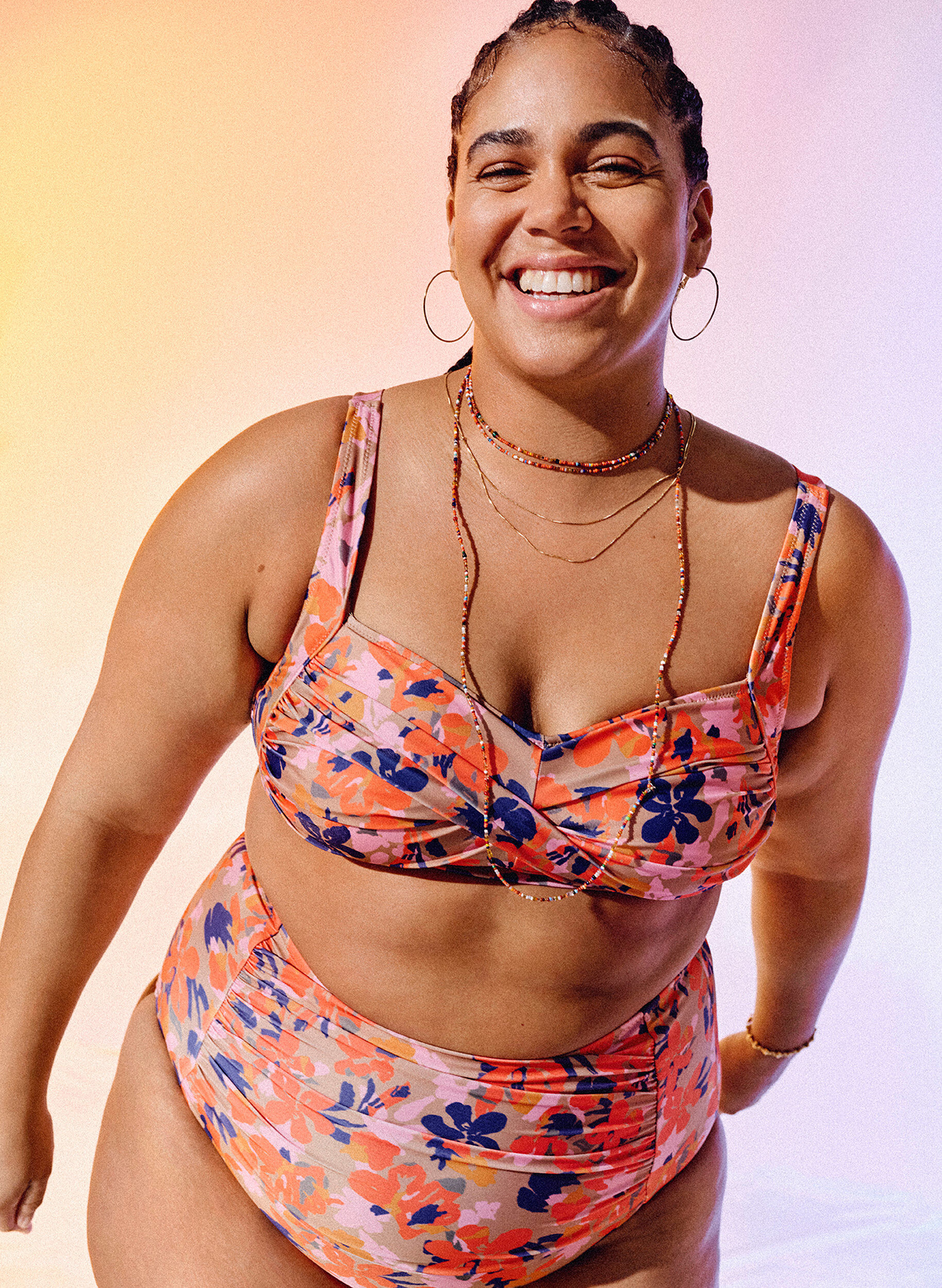 Zizzi M&oslash;nstrete bikinioverdel, Retro Flower, Image image number 0