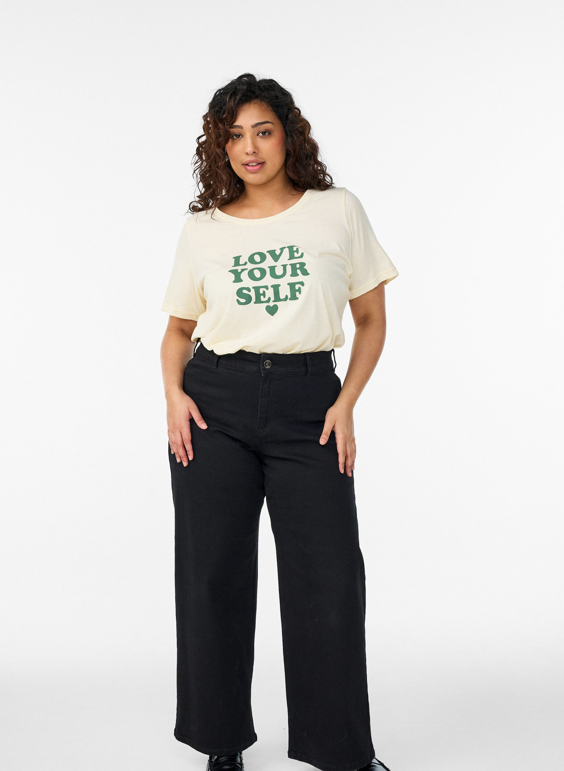 ZizziT-skjorte med trykk, Gul, Model image number 1