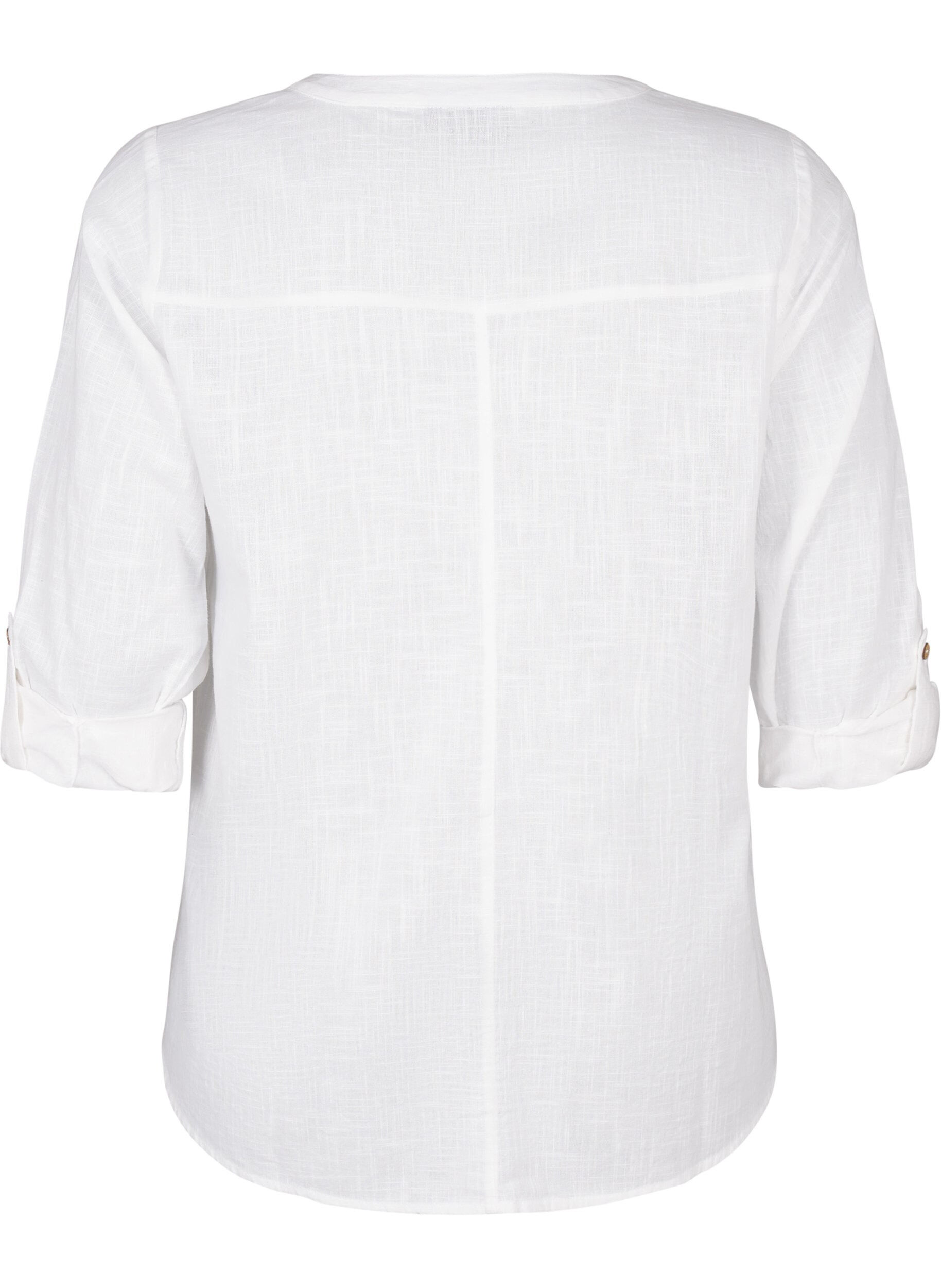 ZizziBomullsbluse med V-hals, Hvit, Packshot image number 1