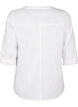Bomullsbluse med V-hals, Hvit, Packshot image number 1