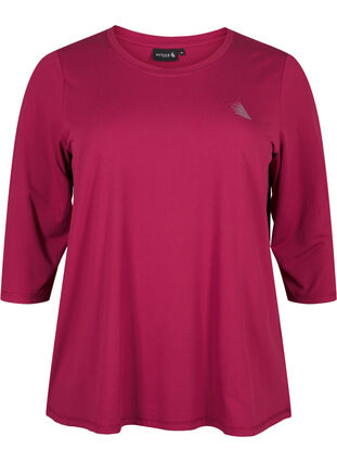 Zizzi Treningsbluse med 3/4-ermer, Rød, Packshot image number 0