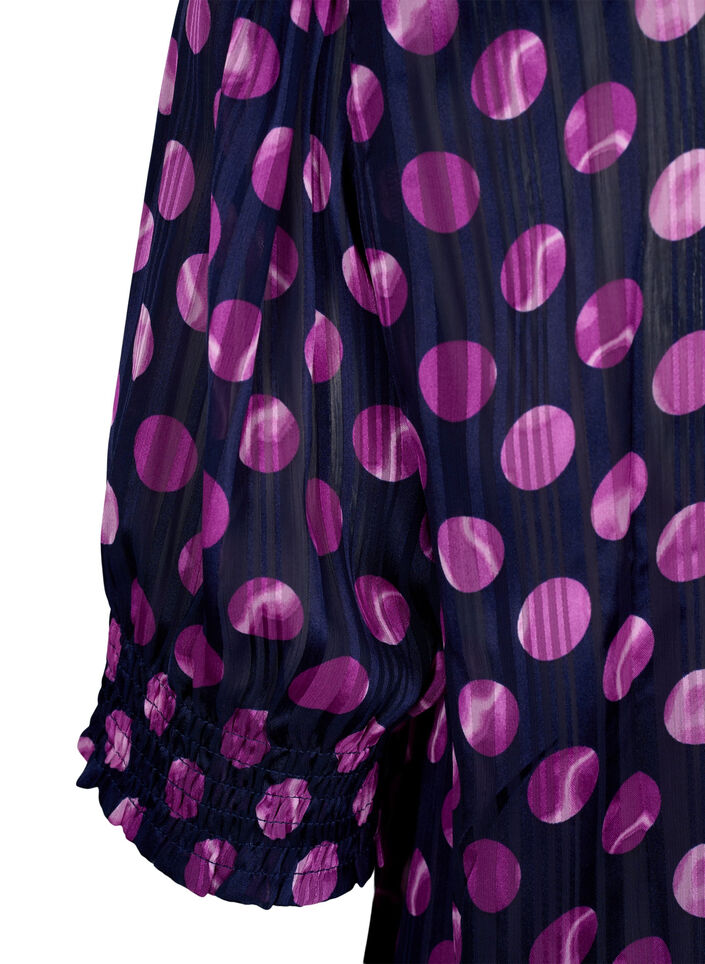 Kortermet smokk bluse med trykk, Medieval Bl. Dot AOP, Packshot image number 3