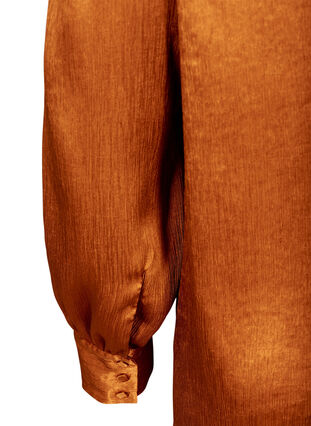 Skinnende bluse med lange puffermer, Buckthorn Brown, Packshot image number 3