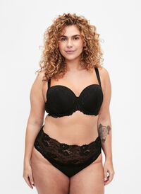 Truse med blondekant og høyt liv, 2 stk., Black, Model