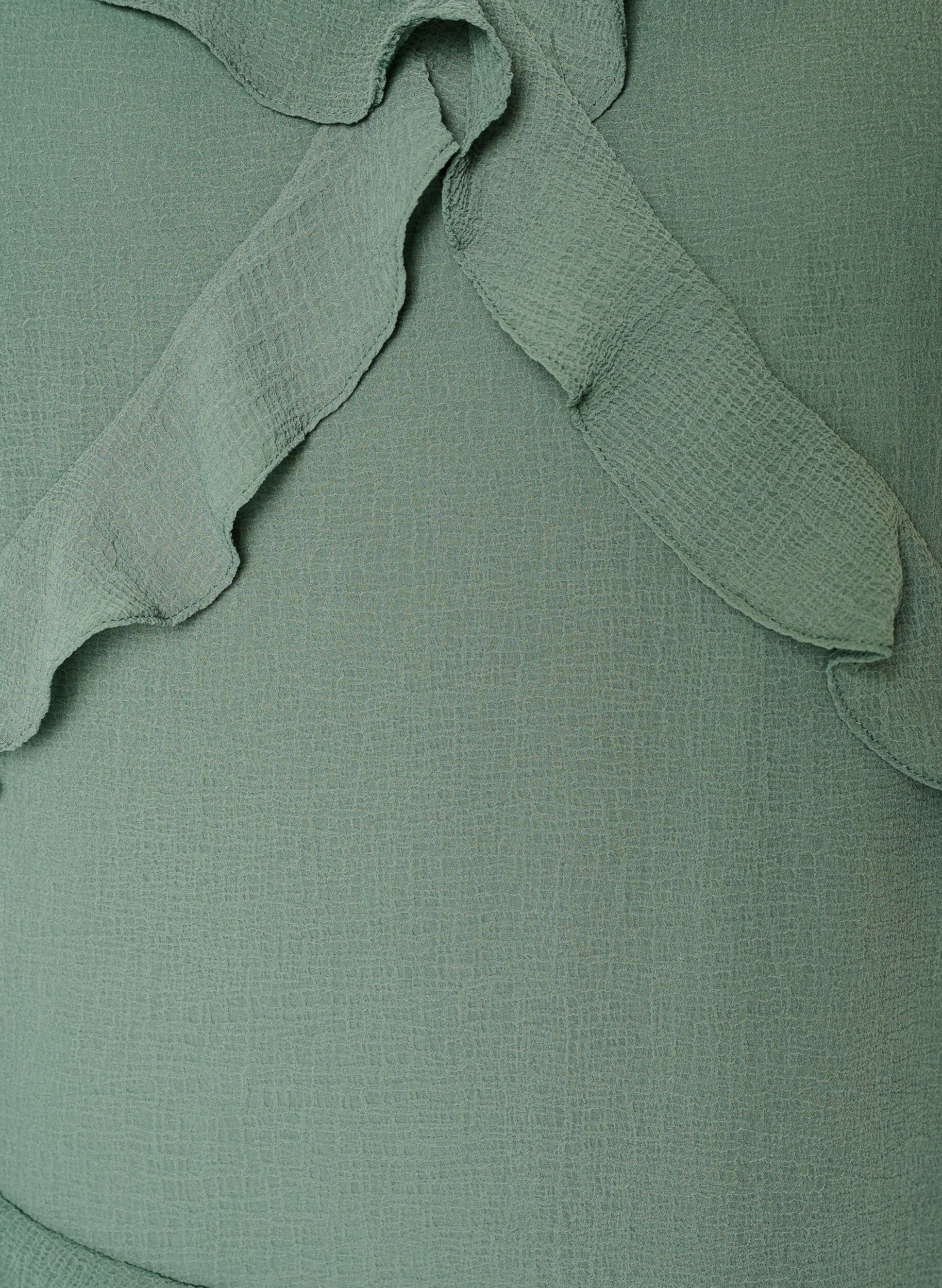 ZizziChiffonkjole med asymmetriske volanger, Gr&oslash;nn, Packshot image number 2