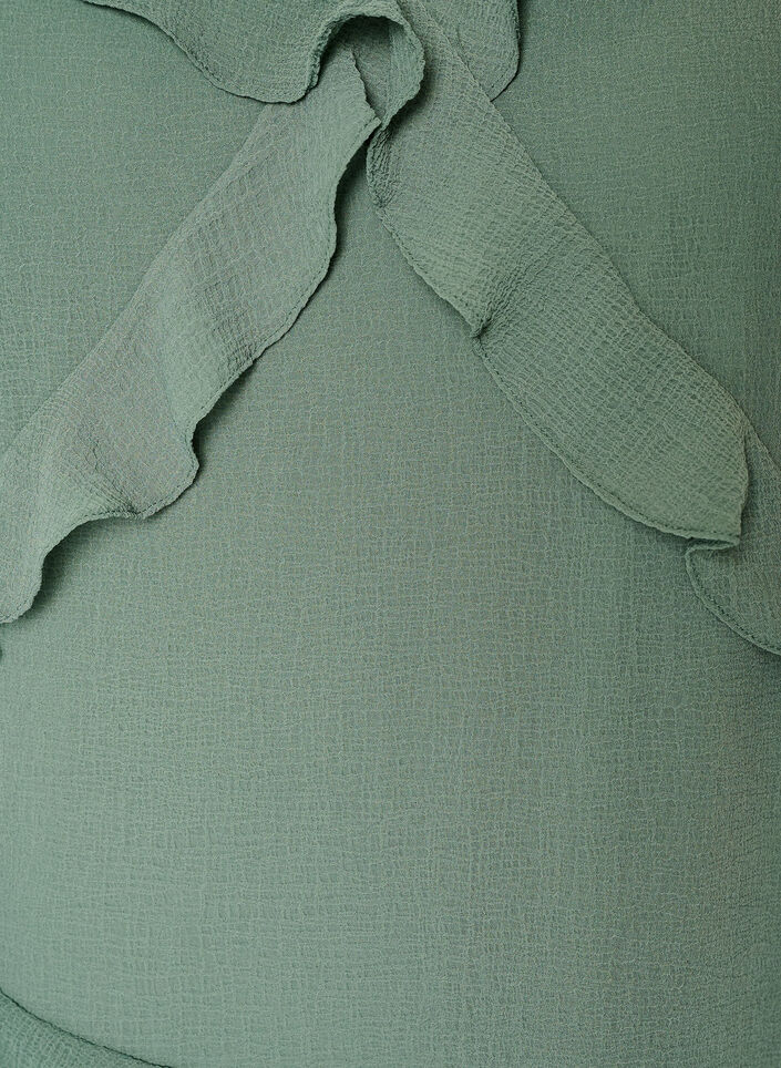 Chiffonkjole med asymmetriske volanger, Gr&oslash;nn, Packshot image number 2