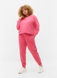 Joggebukser med mønster og lommer, Hot Pink AOP, Model