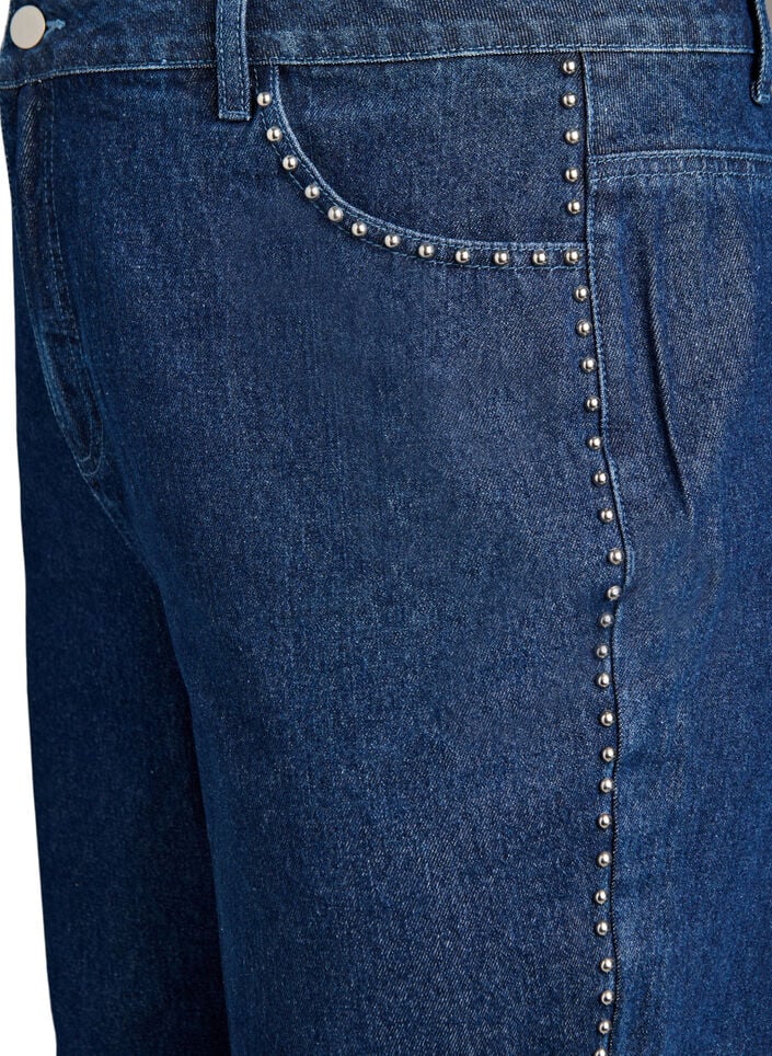 Jeans med vide ben og nagler med høy midje, Dark Blue Denim, Packshot