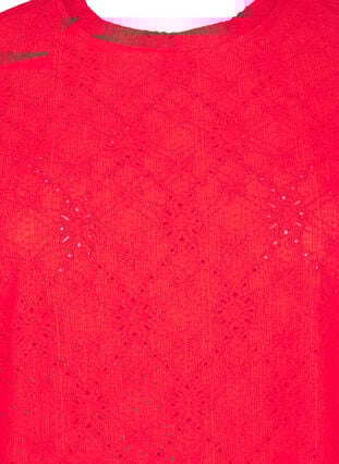 Zizzi Bluse med korte ermer og blomsterbroderi, Flame Scarlet, Packshot image number 2