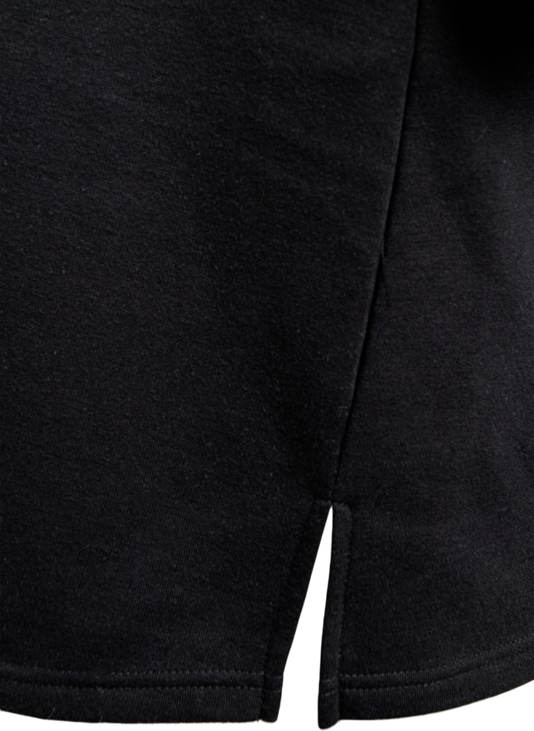 Zizzi Knelang genserkjole med frynser, Svart, Packshot image number 3