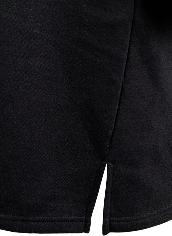 Knelang genserkjole med frynser, Svart, Packshot image number 3