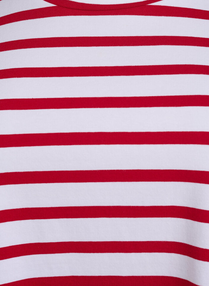 T-skjorte i økologisk bomull med striper, Urban Red B.W.Stripe, Packshot