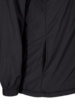 Treningsjakke med teddy og glidelås, Black, Packshot image number 3