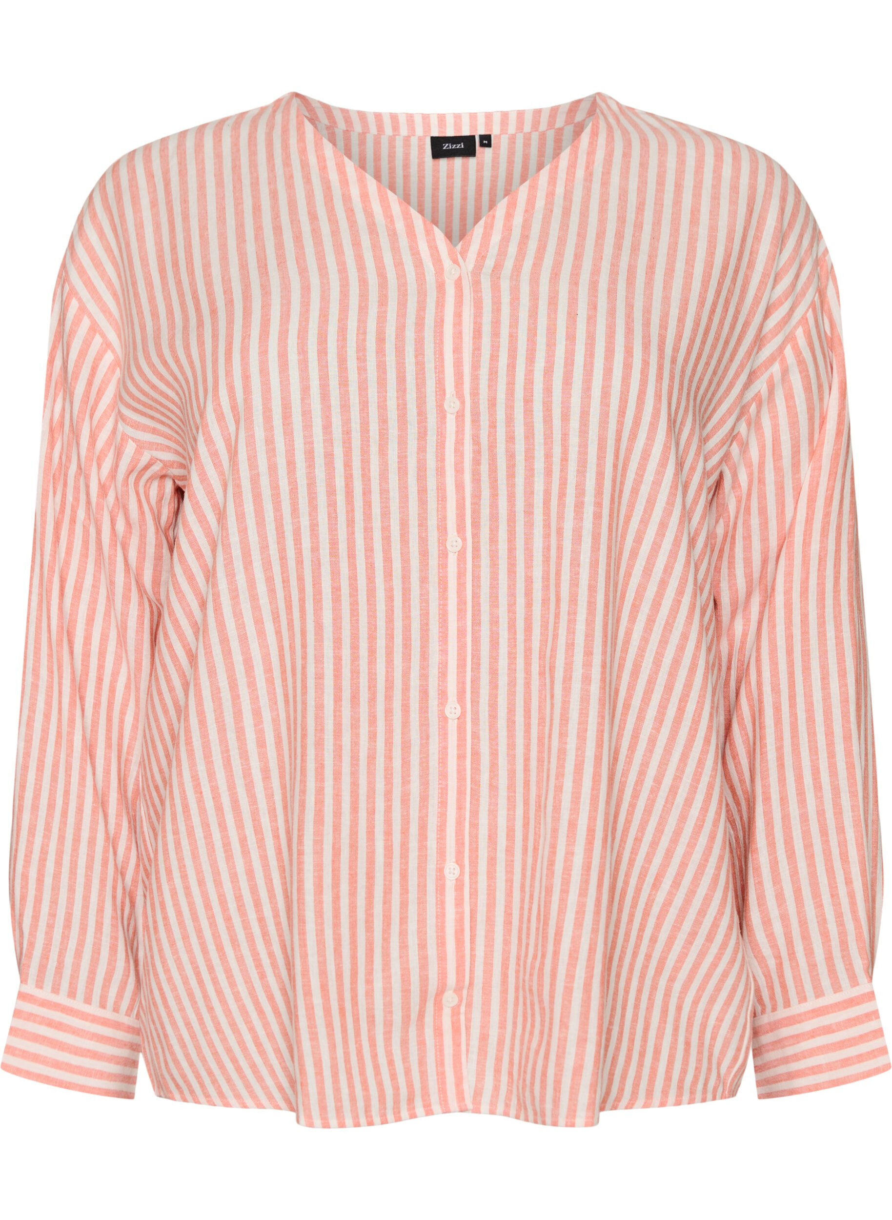 Bluse i lin og viskose med V-hals