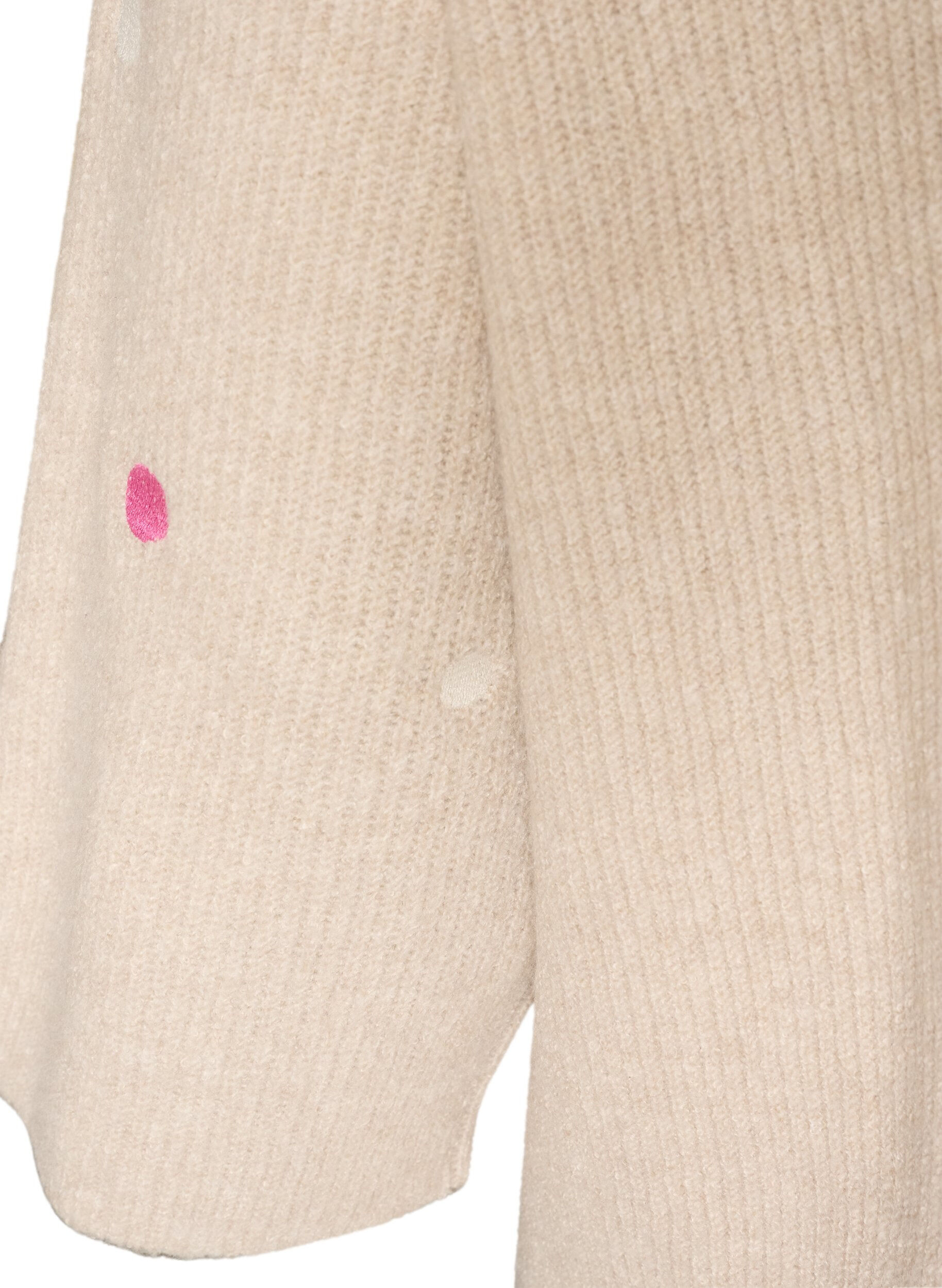ZizziStrikkebluse med sm&aring; broderte motiver, Beige, Packshot image number 3