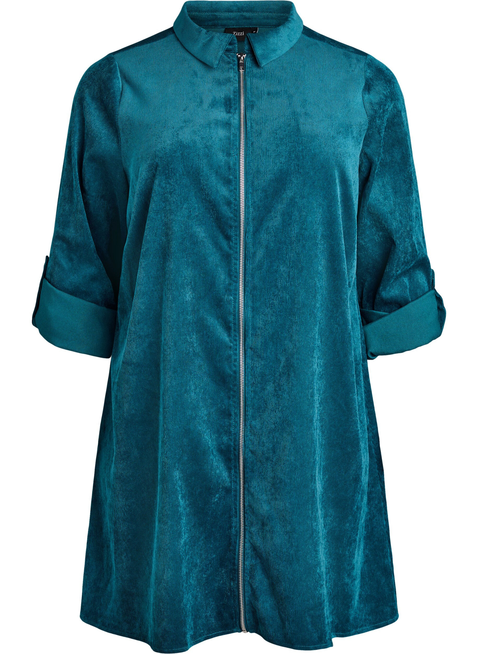 Cordkjole med glidel&aring;s og 3/4-ermer