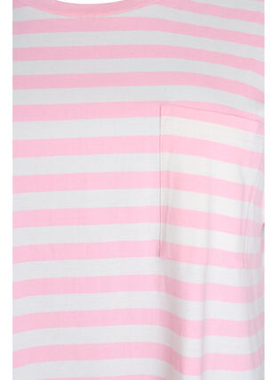 Zizzi Lang natt-t-skjorte i økologisk bomull med striper, Rosa, Packshot image number 2