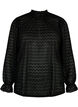 Bluse med lange ermer og mønstret tekstur, Black, Packshot image number 0