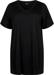 Ensfarget oversized T-skjorte med V-hals, Black