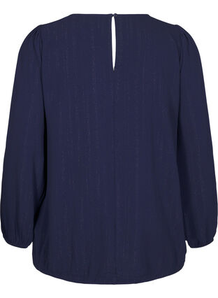 Zizzi Bluse med sølvglitter, Blå, Packshot image number 1