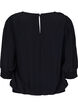 Ensfarget viskosebluse med ballongeffekt, Black, Packshot image number 1