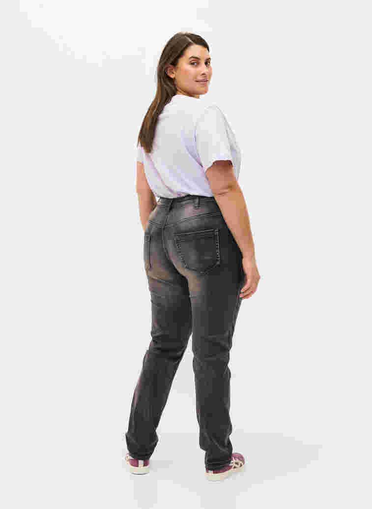 Slim fit Emily jeans med normal høyde i livet, Dark Grey Denim, Model image number 1