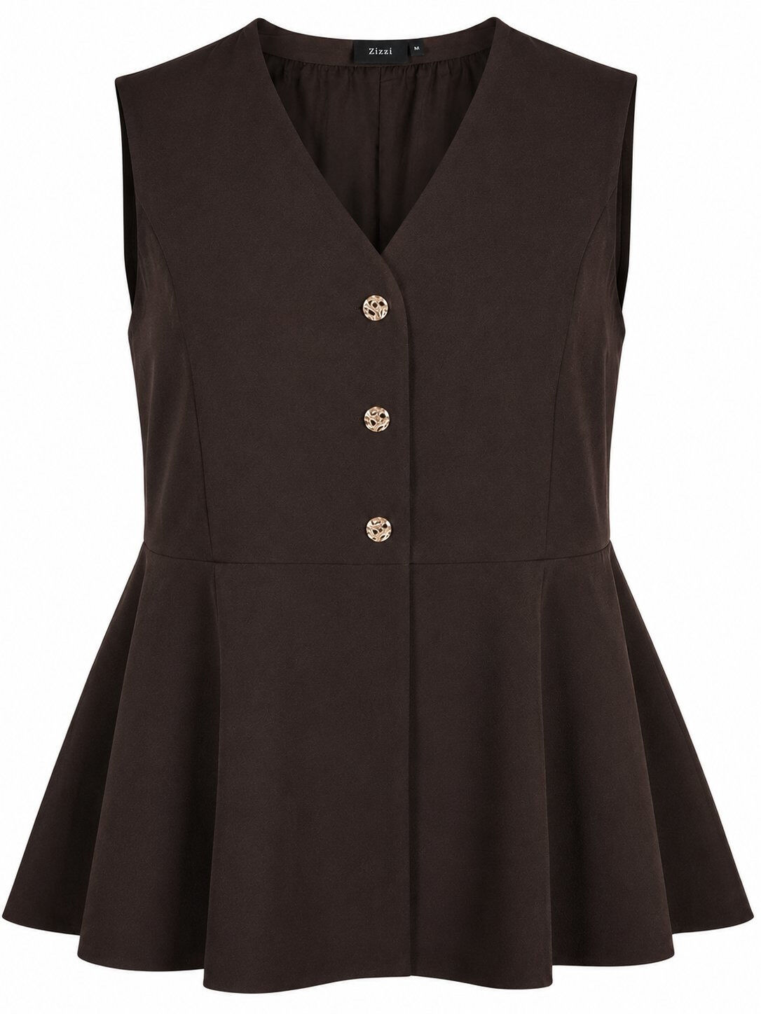 ZizziStripet vest med peplum, Brun, Packshot image number 0