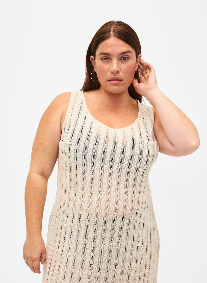 Lett vevd strandkjole med splitter, Brazilian Sand, Model image number 2