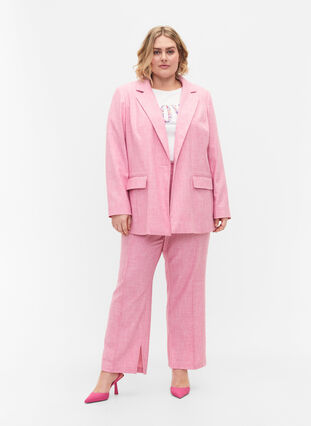 Melert blazer med knappelukking, Rosebloom, Model image number 2