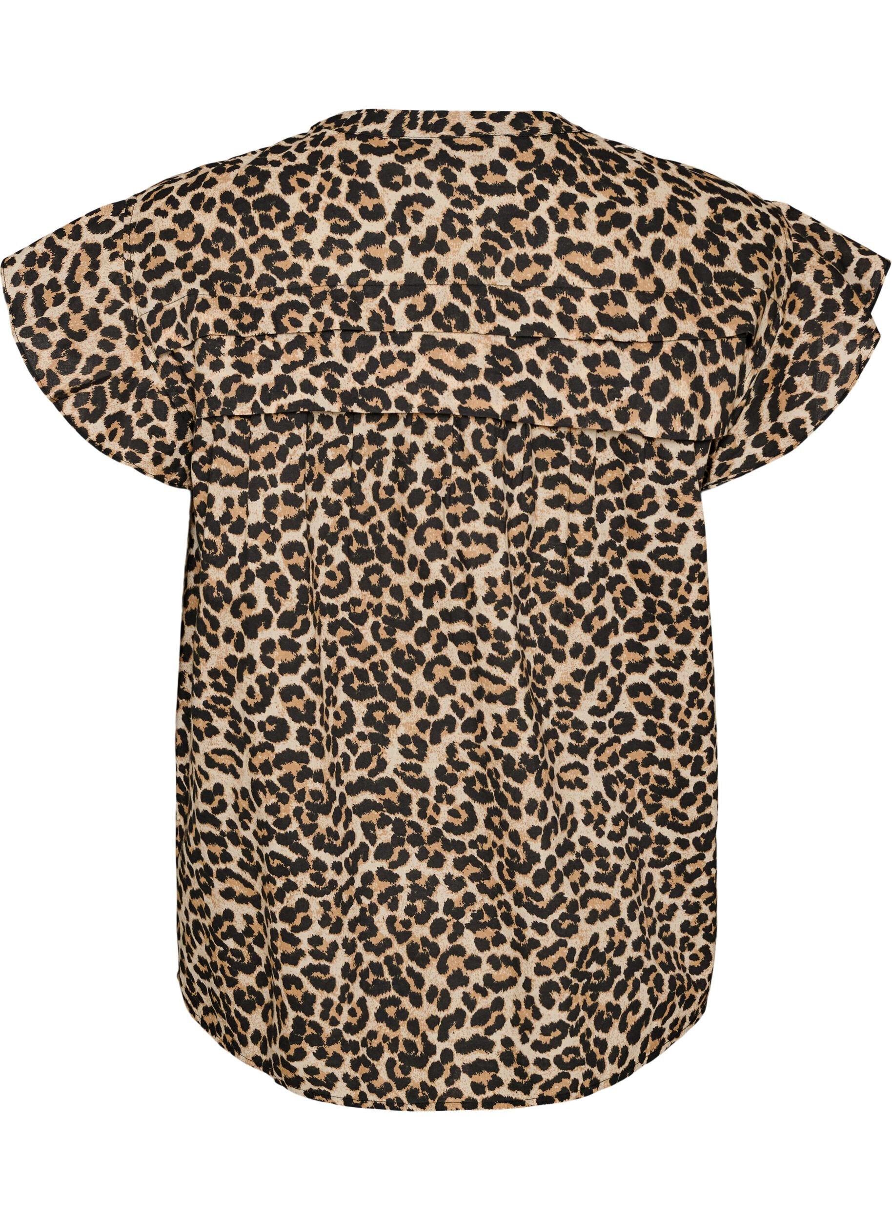 ZizziErmel&oslash;s A-linje bomullsskjorte bluse, Brun, Packshot image number 1