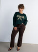 Strikkebluse med glittersl&oslash;yfe, Gr&oslash;nn, Model image number 1