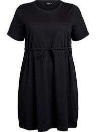 FLASH - Kort T-skjortekjole med bindebelte, Black