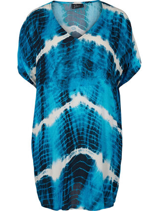 Strandkjole i viskose med tie-dye mønster, Tie Dye Print, Packshot image number 0