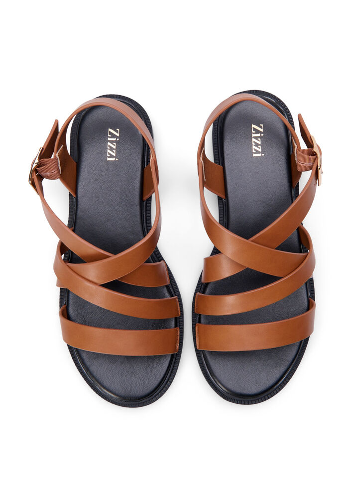 Sommersandal i skinn med bred passform, Friar Brown, Packshot image number 2