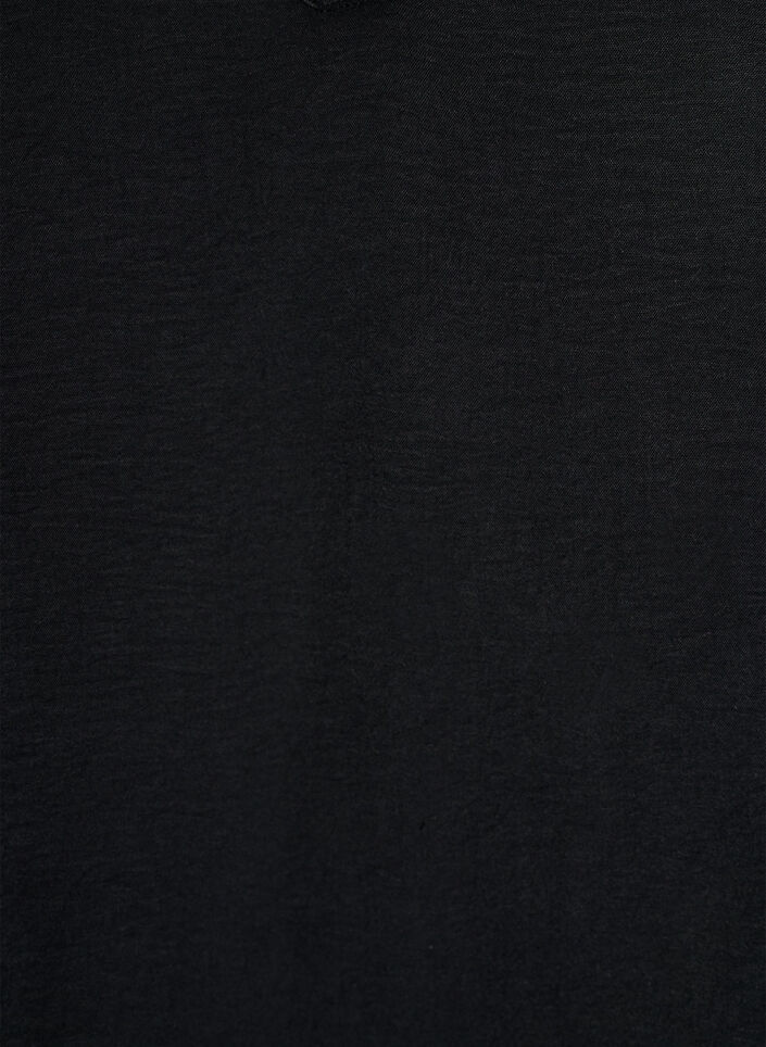 Bluse med smockmansjetter og V-hals, Svart, Packshot image number 2
