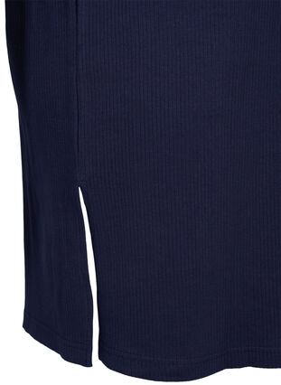Kortermet bomullskjole i ribb, Navy Blazer, Packshot image number 3