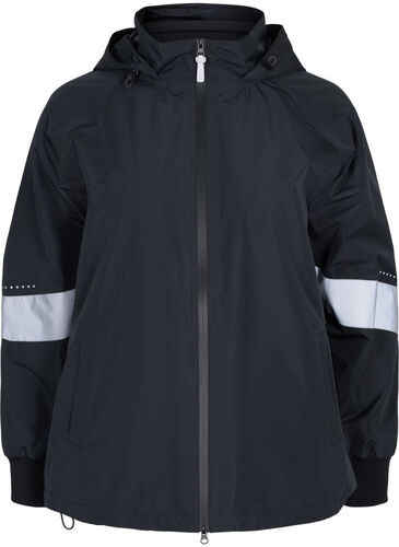 Regnjakke med refleksdetaljer, Black w. Reflex, Packshot image number 0