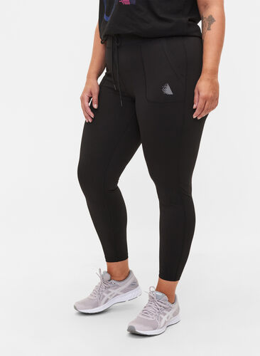 7/8-tights med lommer og justerbar knyting, Black, Model image number 2