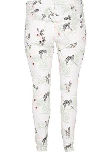 Amy jeans med høyt liv og blomstermønster, White Flower AOP L78, Packshot image number 1