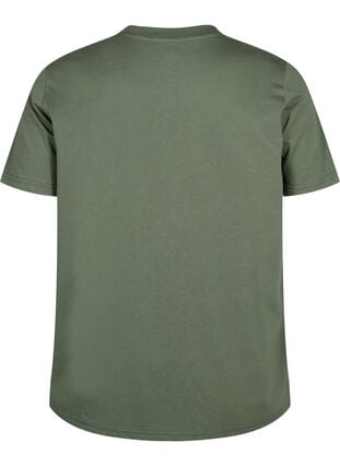 Zizzi Basic T-skjorte i bomull med rund hals, Grønn, Packshot image number 1