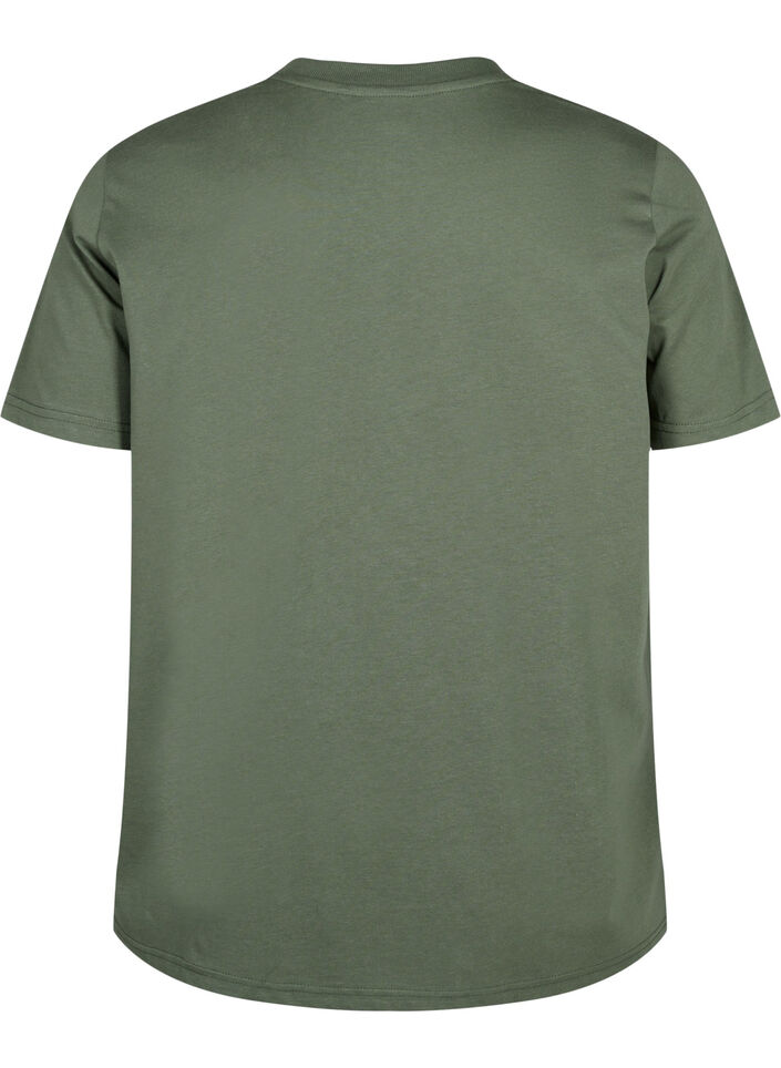 Basic T-skjorte i bomull med rund hals, Grønn, Packshot image number 1